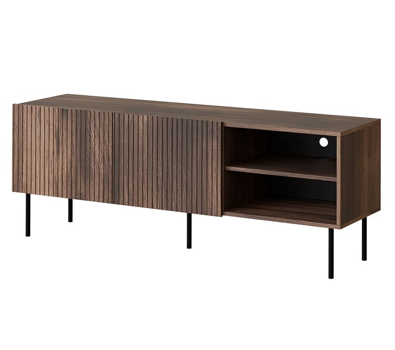 Franco - Meuble TV - Effet Bois - 2 Portes Et 2 Niches - 150 Cm