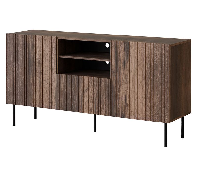 Franco - Buffet Bas - Effet Bois - 2 Portes, 2 Niches Et 1 Tiroirs - 150 Cm