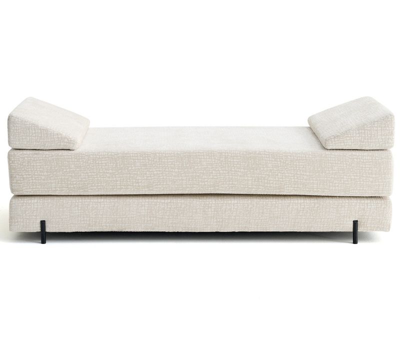 Canapé  Convertible 3 Places Brescia En Tissu Velours Relief Ecru