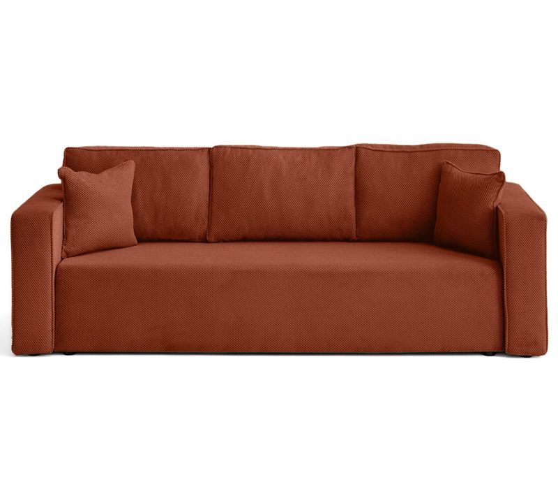 Canapé Droit Convertible 3 Places Topaze En Velours Texturé Terracotta