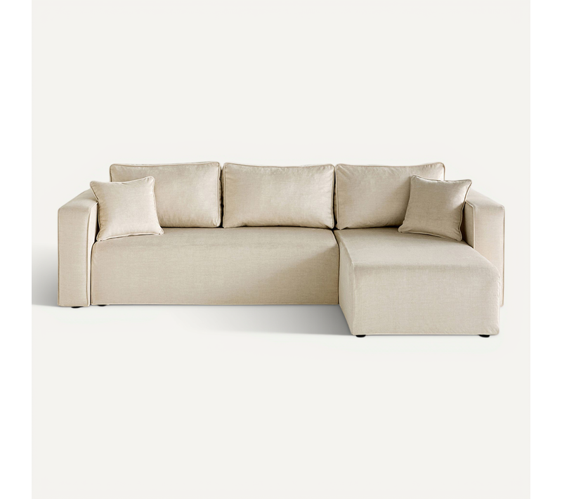 Housse En Velours Beige Pour Canapé Déhoussable Topaze
