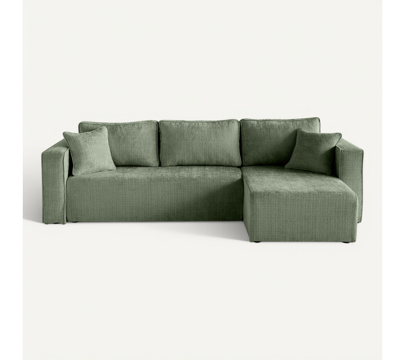 Housse En Velours Texturé Vert Sauge Pour Canapé Déhoussable Topaze
