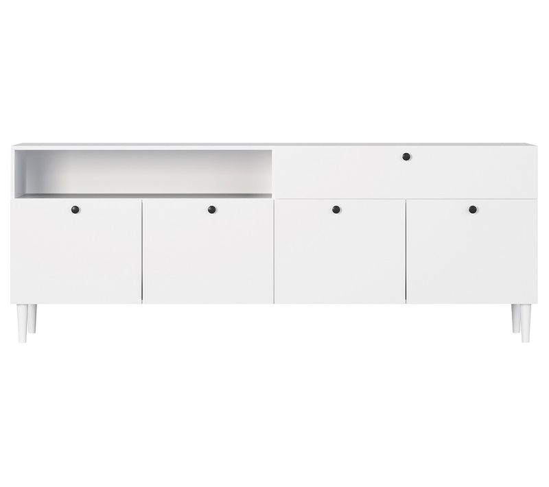 Gaby - Buffet Bas - Blanc - 4 Portes, 1 Porte Et 1 Niche - 200 Cm
