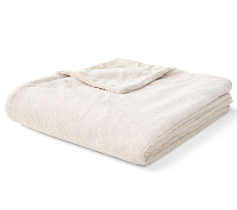 Venus - Plaid - 200x140 Cm - En Fausse Fourrure Et Velours Beige