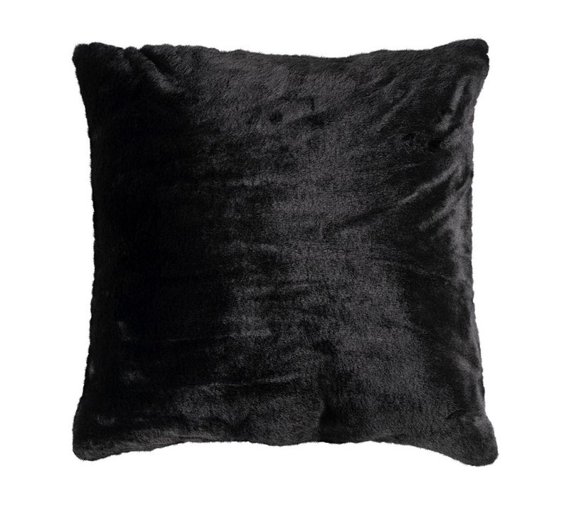 Coussin En Fausse Fourrure Noir 48 X 48 Cm