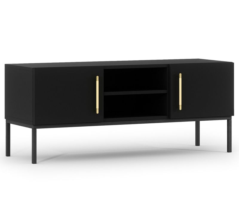 Felicia - Meuble TV - Noir - 2 Portes Et 2 Niches - 120 Cm