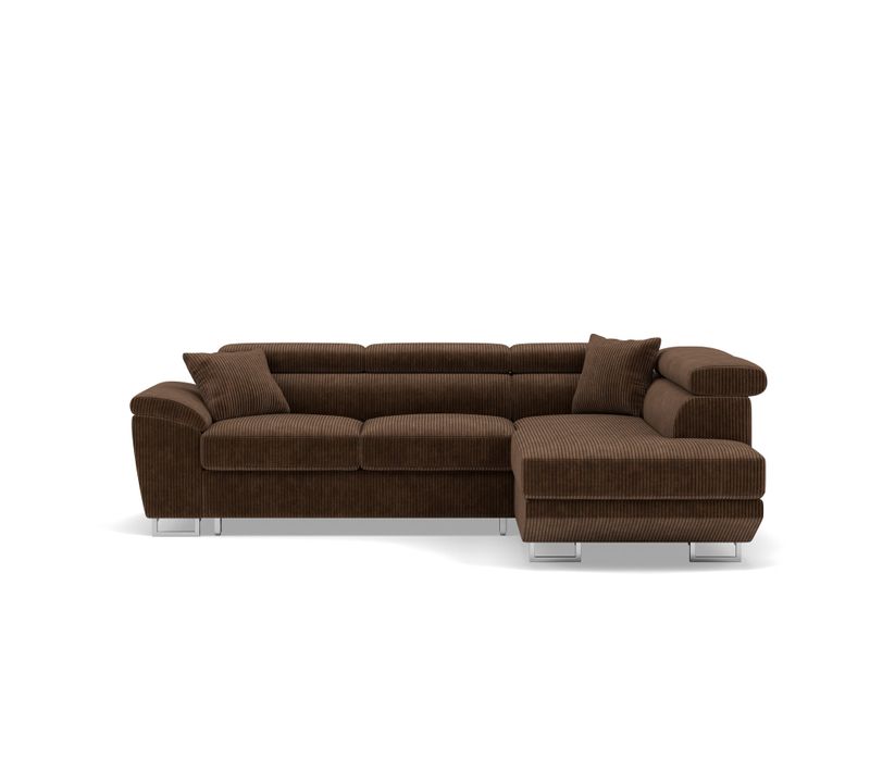 Canapé Angle Droit Convertible 5 Places Baoji En Velours Côtelé Marron