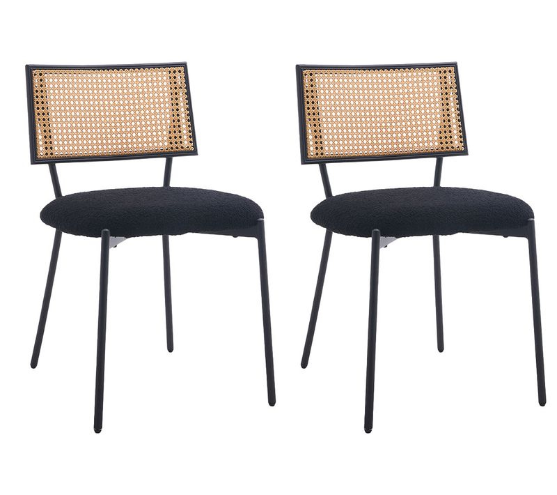 Luciano - Lot De 2 Chaises - En Tissu Bouclette Noir