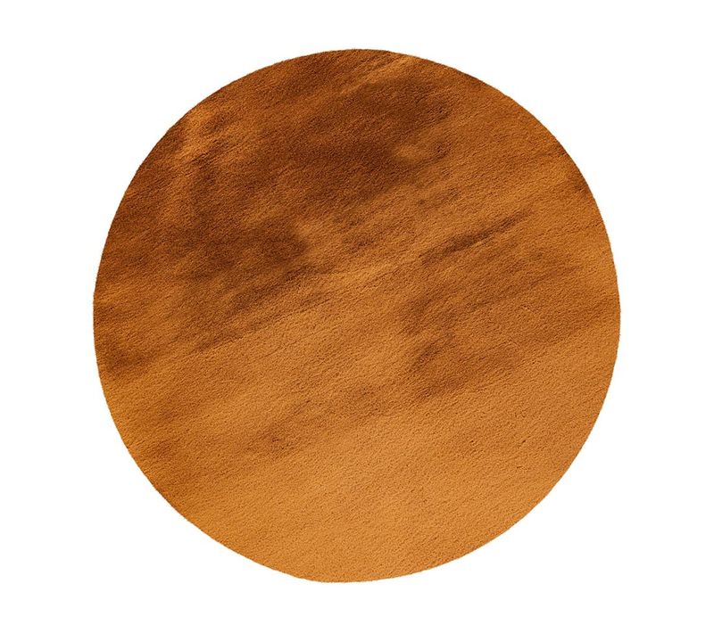 Joy - Tapis Rond - Fausse Fourrure - Orange -  200x200 Cm