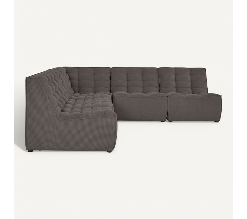 Ellie - Canapé Modulable D'angle Réversible 5 Places En Velours Texturé