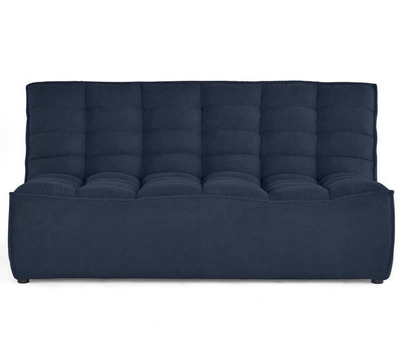 Ellie - Canapé 2 Places Sans Accoudoir En Velours Texturé Bleu Marine