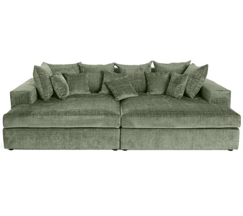 Collins - Canapé Droit 4 Places Avec Double Méridienne - Assise Profonde - En Velours Texturé