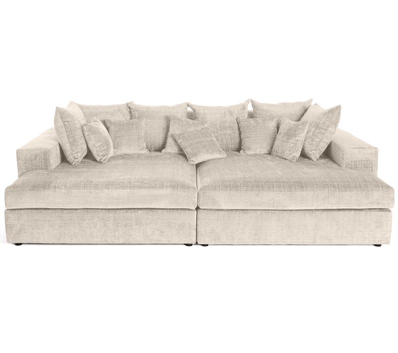 Collins - Canapé Droit 4 Places Avec Double Méridienne - Assise Profonde - En Velours Texturé