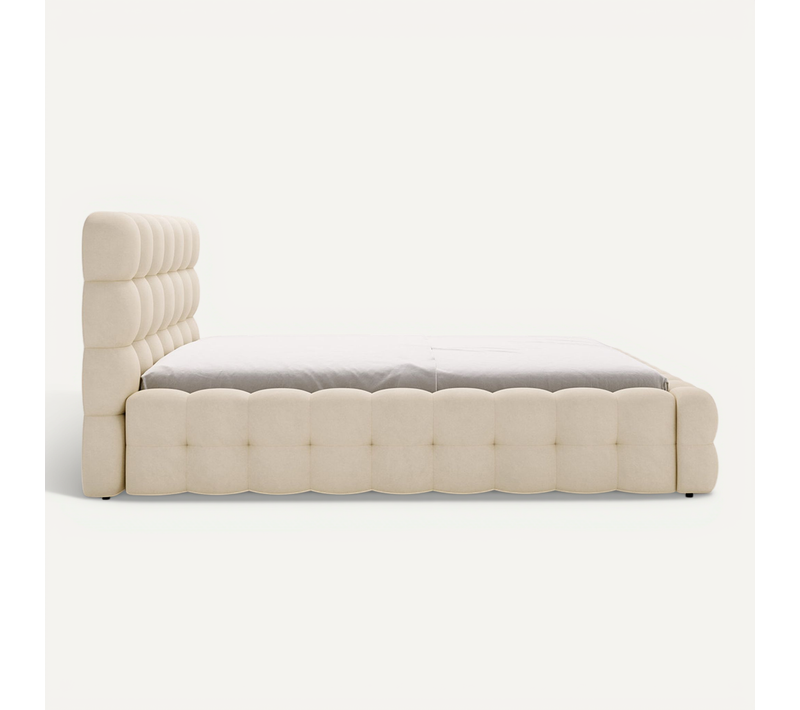 Lit Coffre En Tissu Bouclette 160x200 Cm Beige