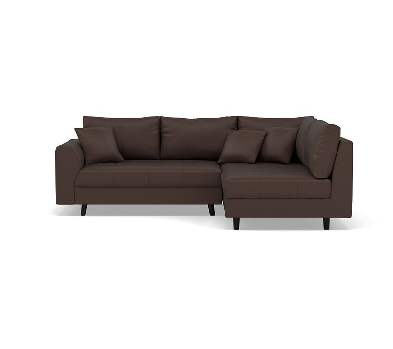 Canapé Angle Droit Convertible 4 Places Rune En Simili Marron
