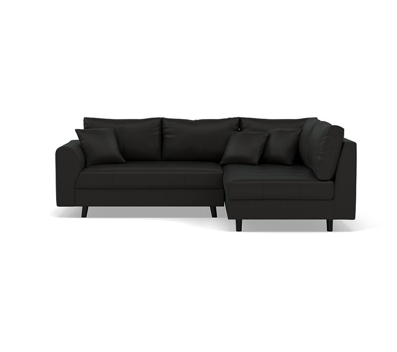 Canapé Angle Droit Convertible 4 Places Rune En Simili Noir