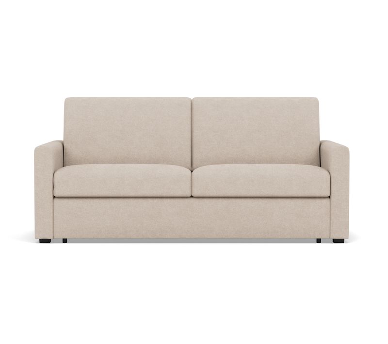 Julia - Canapé 3 Places Convertible Express Couchage Quotidien 140 Cm Matelas 14 Cm En Tissu Beige