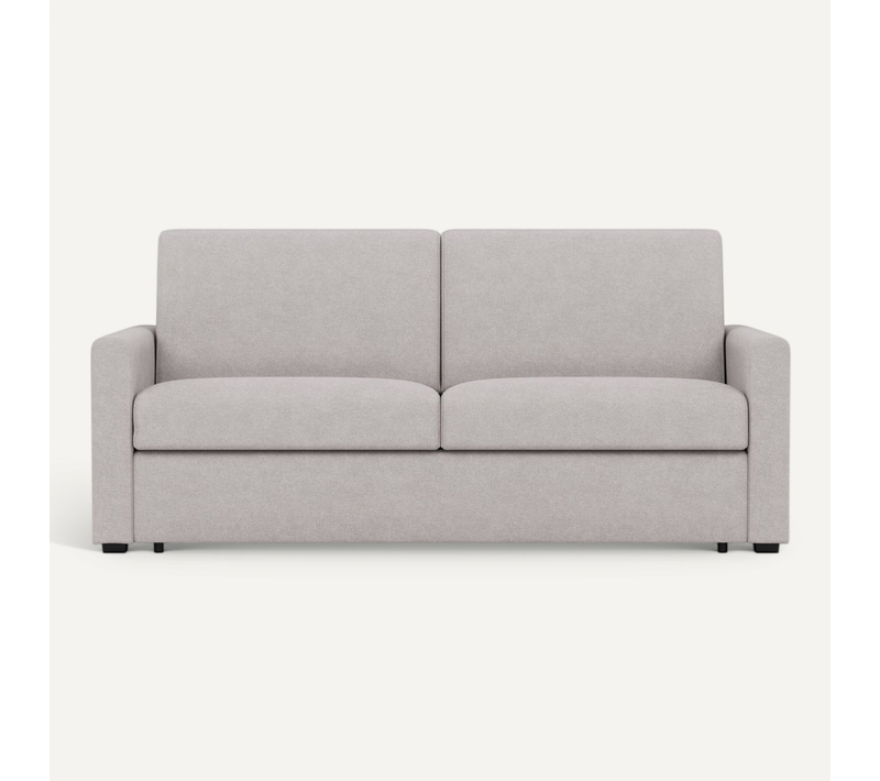 Canapé 3 Places Convertible Express Couchage Quotidien 140 Cm Matelas 14 Cm En Tissu Gris Clair