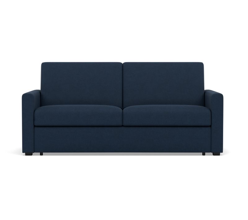 Julia - Canapé 3 Places Convertible Express Couchage Quotidien 140 Cm Matelas 14 Cm En Tissu Bleu