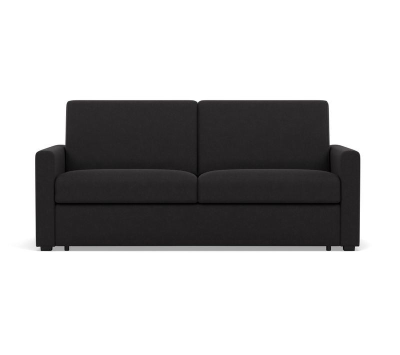 Julia - Canapé 3 Places Convertible Express Couchage Quotidien 140 Cm Matelas 18 Cm En Tissu Noir