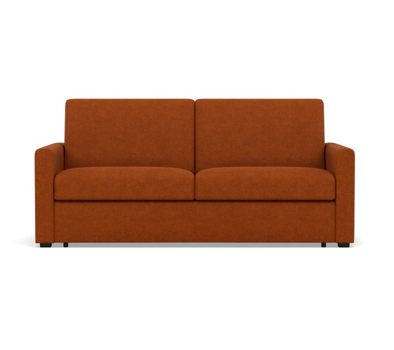 Julia - Canapé 3 Places Convertible Express Couchage Quotidien 140 Cm Matelas 18 Cm En Tissu Rouille