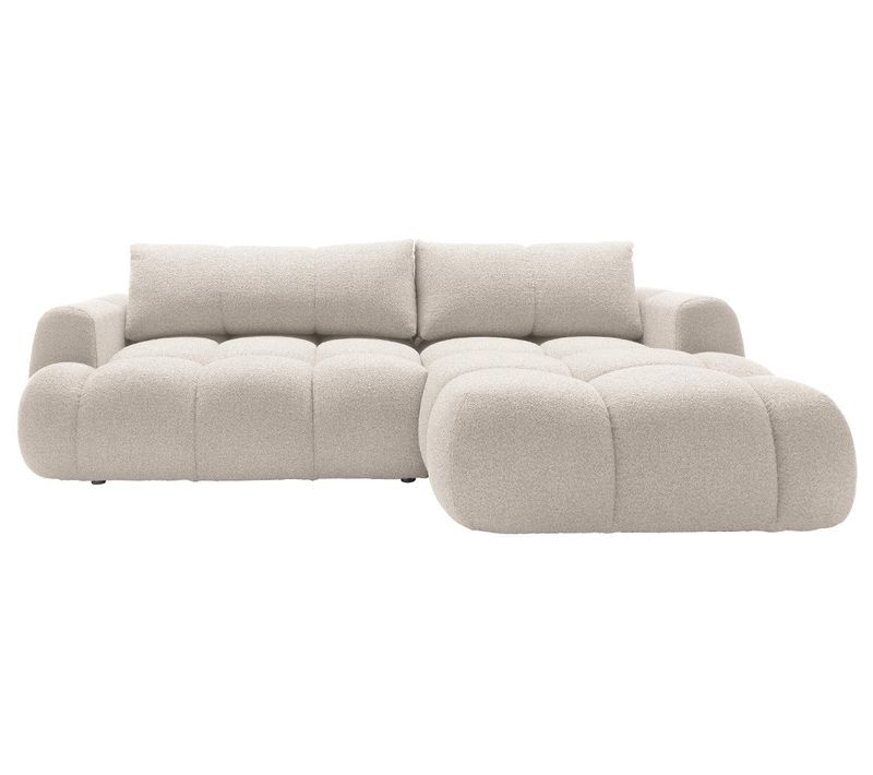 Canapé Angle Droit Convertible 4 Places Yulin En Tissu Bouclette Gris Foncé