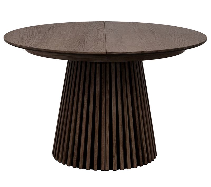 Freya - Table à Manger Ronde Extensible - Effet Bois Foncé - 4 à 8 Personnes