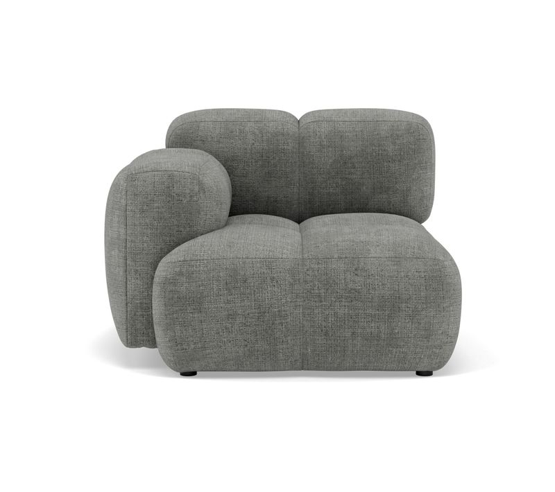 Canapé Angle Gauche Convertible 1 Places Grace En Velours Texturé Gris