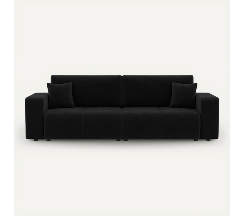 Nicole - Canapé Droit 4 Places Convertible Avec Coffre En Tissu Gris Anthracite