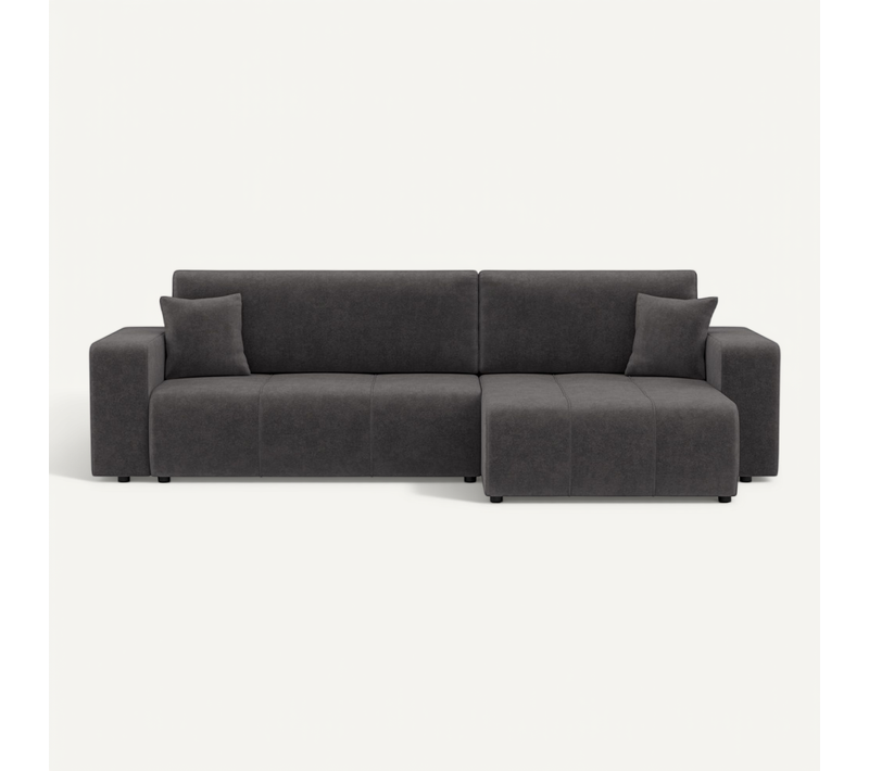 Canapé Angle Réversible Convertible 5 Places Nicole En Tissu Gris