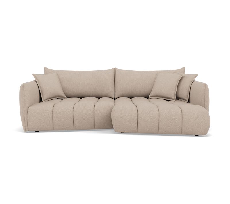 Cassiopee - Canapé D'angle Droit 4 Places En Tissu Texturé Beige