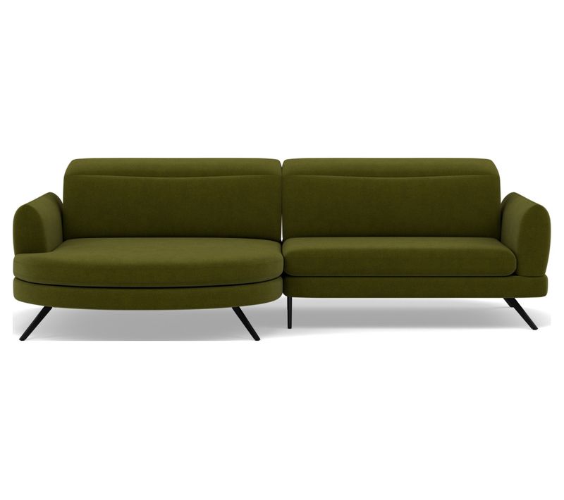 Terry - Canapé D'angle Gauche 4 Places Avec Têtières Réglables En Tissu Texturé Vert Olive