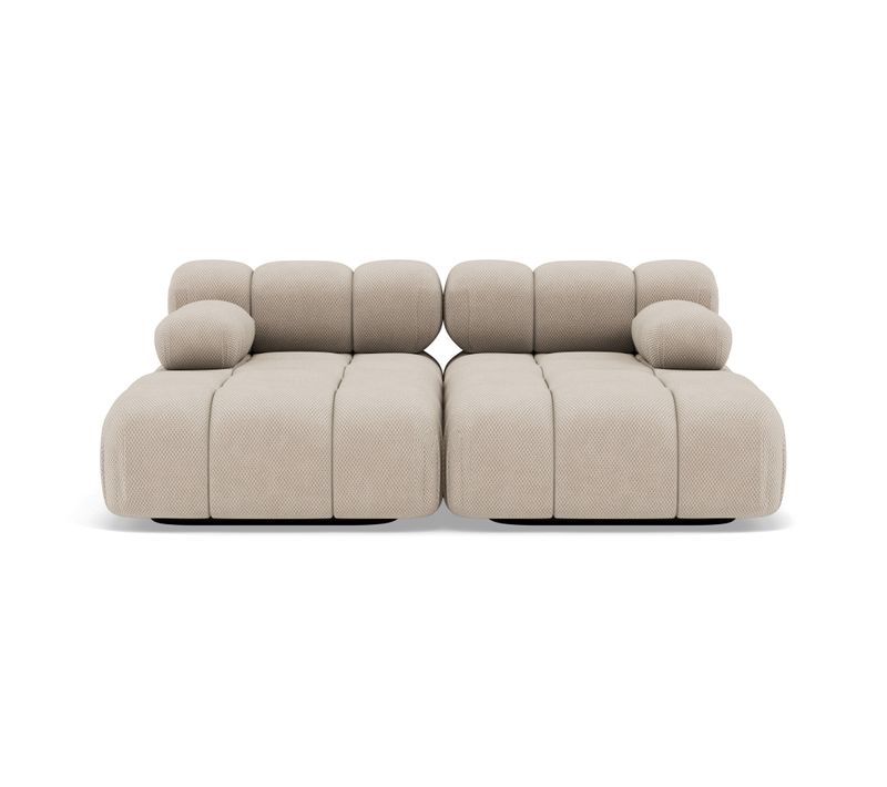 Ruby - Canapé Droit 4 Places Avec Double Méridienne - Assise Profonde - En Velours Texturé Beige