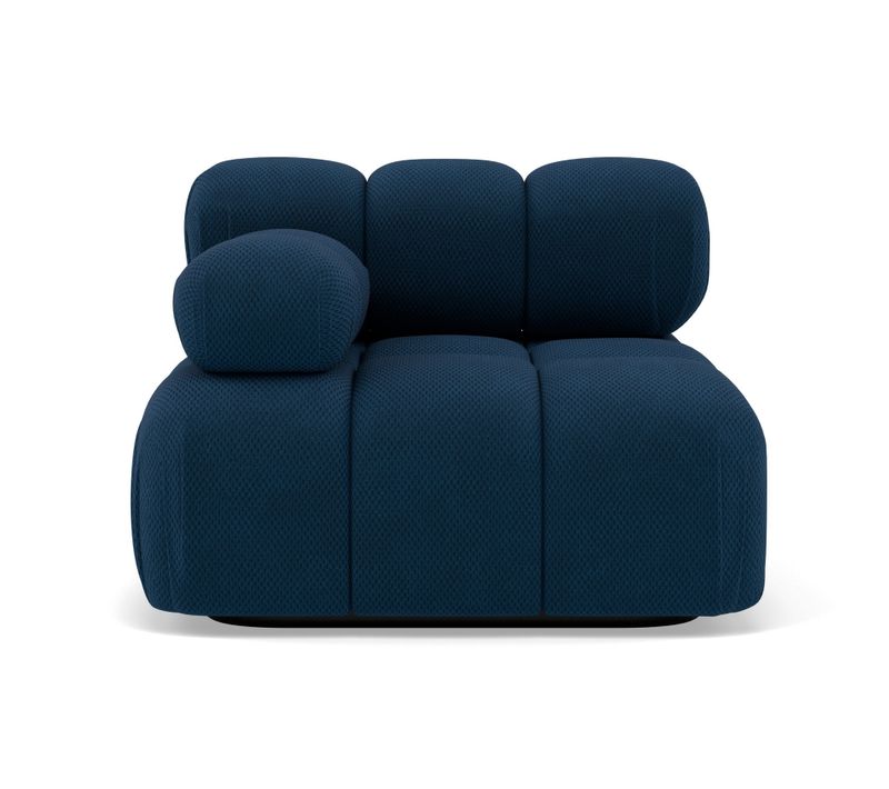 Canapé Angle Gauche Convertible 1 Places Ruby En Velours Texturé Bleu