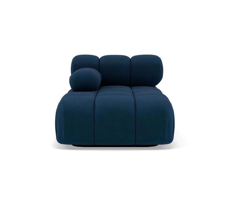 Canapé Angle Gauche Convertible 1 Places Ruby En Velours Texturé Bleu