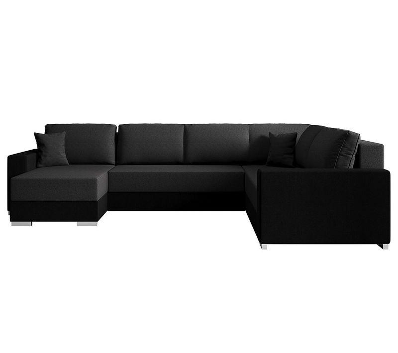 Epona - Canapé Panoramique D'angle Réversible 7 Places Convertible Avec Coffre En Tissu