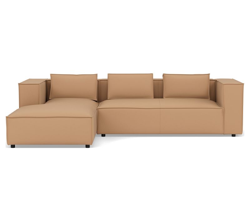 Stella - Canapé D'angle Gauche 4 Places En Simili Taupe