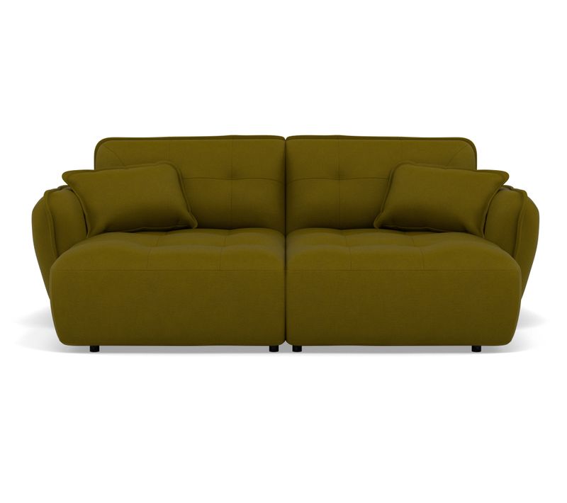 Thais - Canapé Droit 4 Places Avec Double Méridienne Assise Profonde En Tissu Texturé