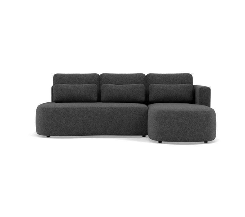 Canapé Angle Droit Convertible 4 Places Mahina En Tissu Texturé Gris Anthracite