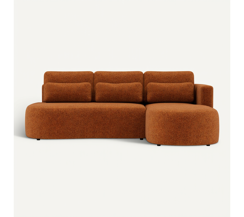 Canapé Angle Droit Convertible 4 Places Mahina En Tissu Texturé Terracotta
