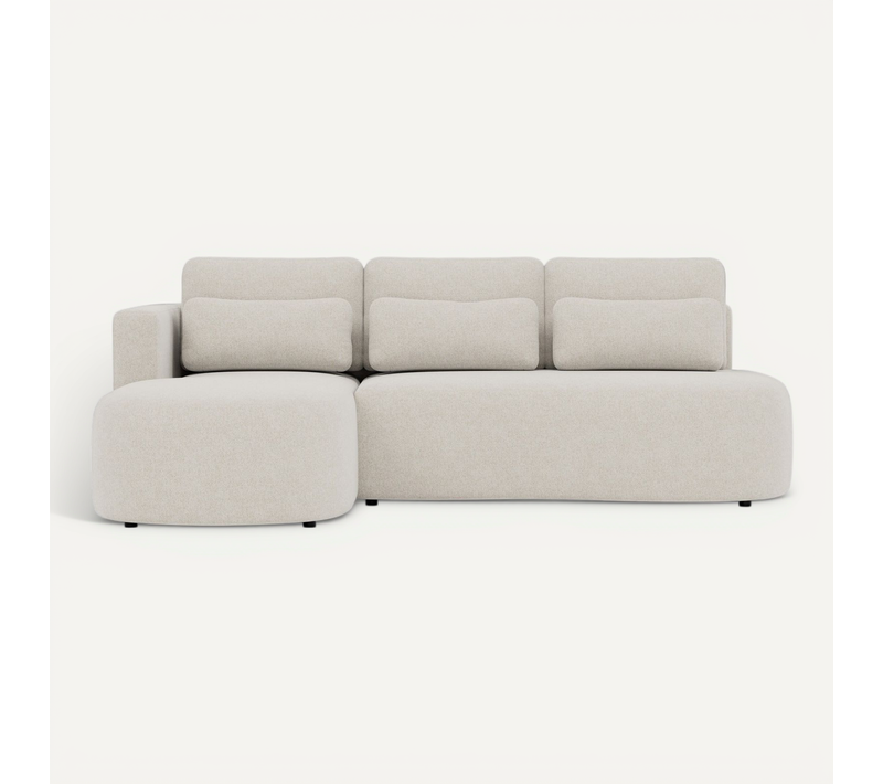 Canapé Angle Gauche Convertible 4 Places Mahina En Tissu Texturé Beige