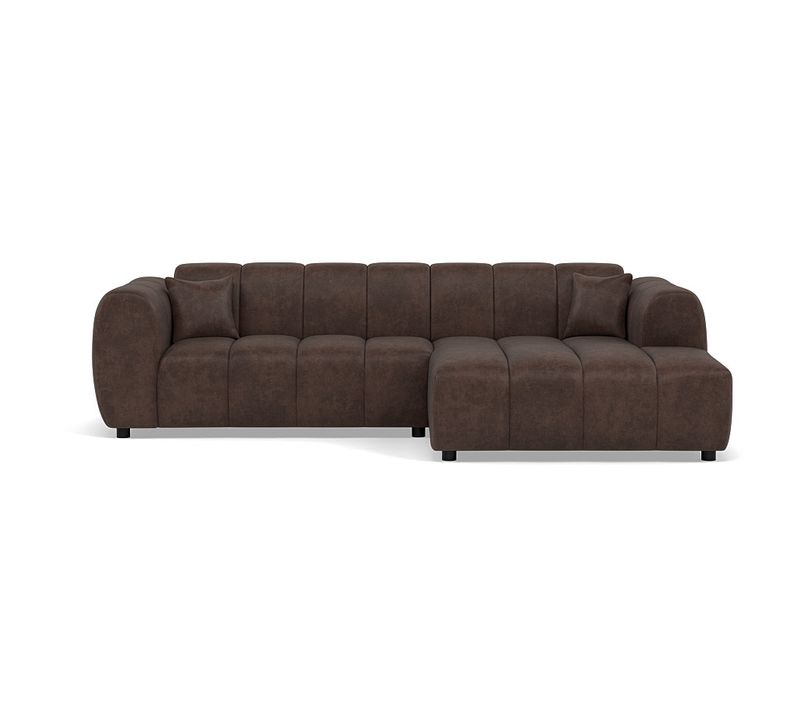 Canapé Angle Droit Convertible 4 Places Curtis En Simili Marron