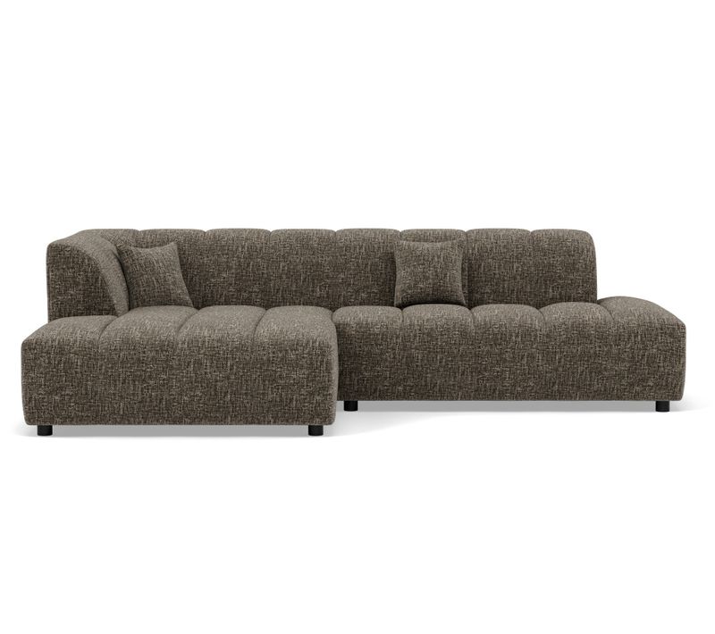 Curtis - Canapé D'angle Gauche 4 Places Sans Accoudoir En Tissu Texturé Vert Olive