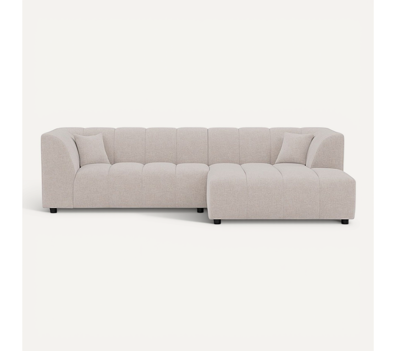 Curtis - Canapé D'angle Droit 4 Places Avec Accoudoir En Tissu Texturé Beige