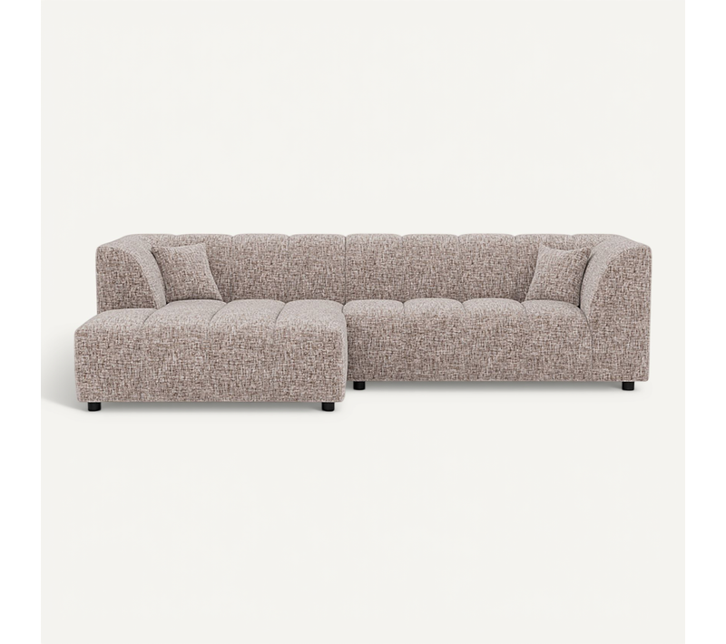 Curtis - Canapé D'angle Gauche 4 Places Avec Accoudoir En Tissu Texturé Taupe