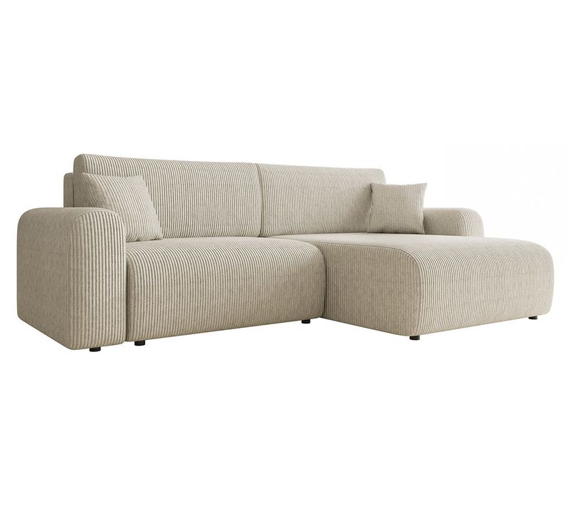 Naomi - Canapé D'angle Réversible 4 Places Convertible Avec Coffre En Velours Côtelé