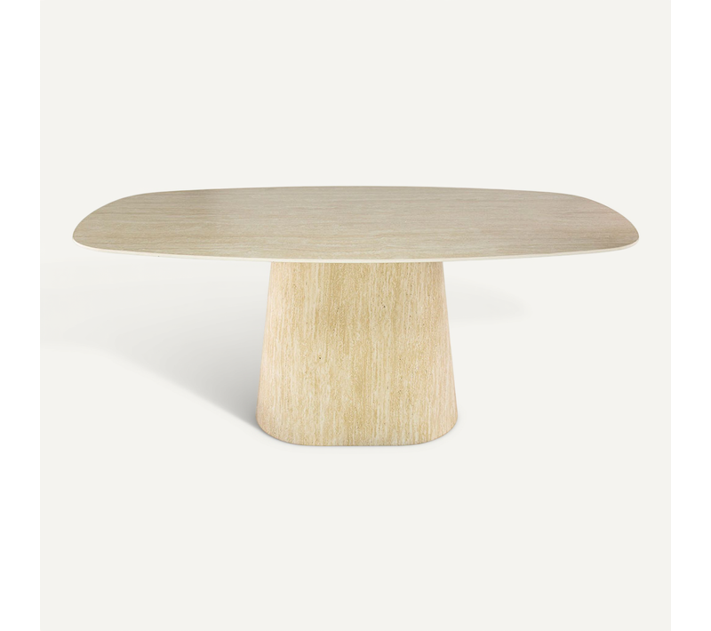 Aubin - Table à Manger - Effet Travertin - 4 à 6 Personnes