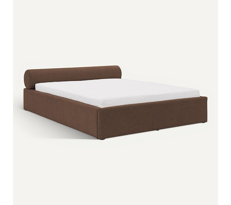 Lit Coffre En Tissu Texturé  Cm Marron 140x190 cm