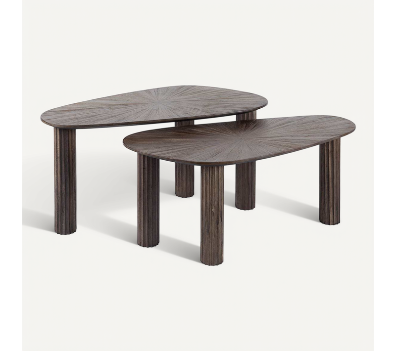 Tania - Lot De 2 Tables Basses Gigognes En Teck Massif - 84 Cm