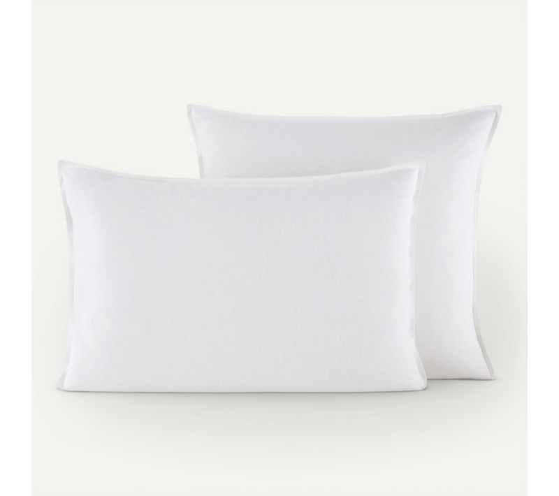 Lot De 2 Protège Taie Flanelle 50 X 70 Cm / 100% Coton - Blanc - 45x70 Cm